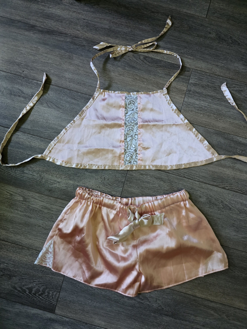 Silky Blush Pink Lace-Trim Sleep Set - Women's Tank & Shorts
